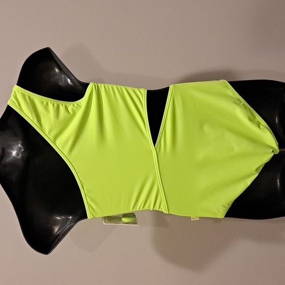 Michael Kors Limeade Color One Shoulder Cutout One Piece Swimsuit - Picture 3 of 11